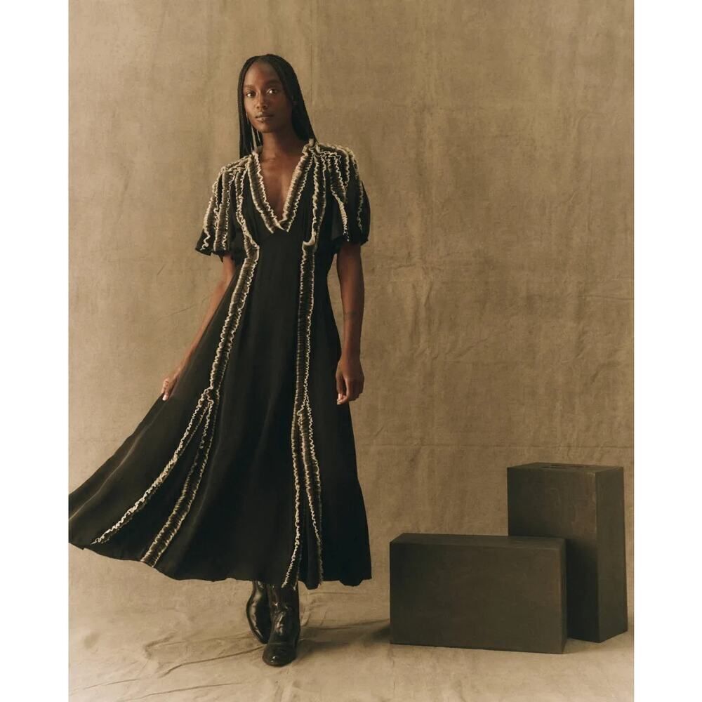 The Great. The Dancehall Dress. Black with Cream size 1/Small
